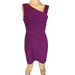 Xscape Burgundy Shutter Ruffle Asym Neck Cocktail Dress  Size 12P  Event  Formal